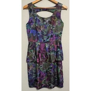 Anthropologie CLUNY Silk Peplum Cocktail Dress Y2K Art To Wear Sz 6